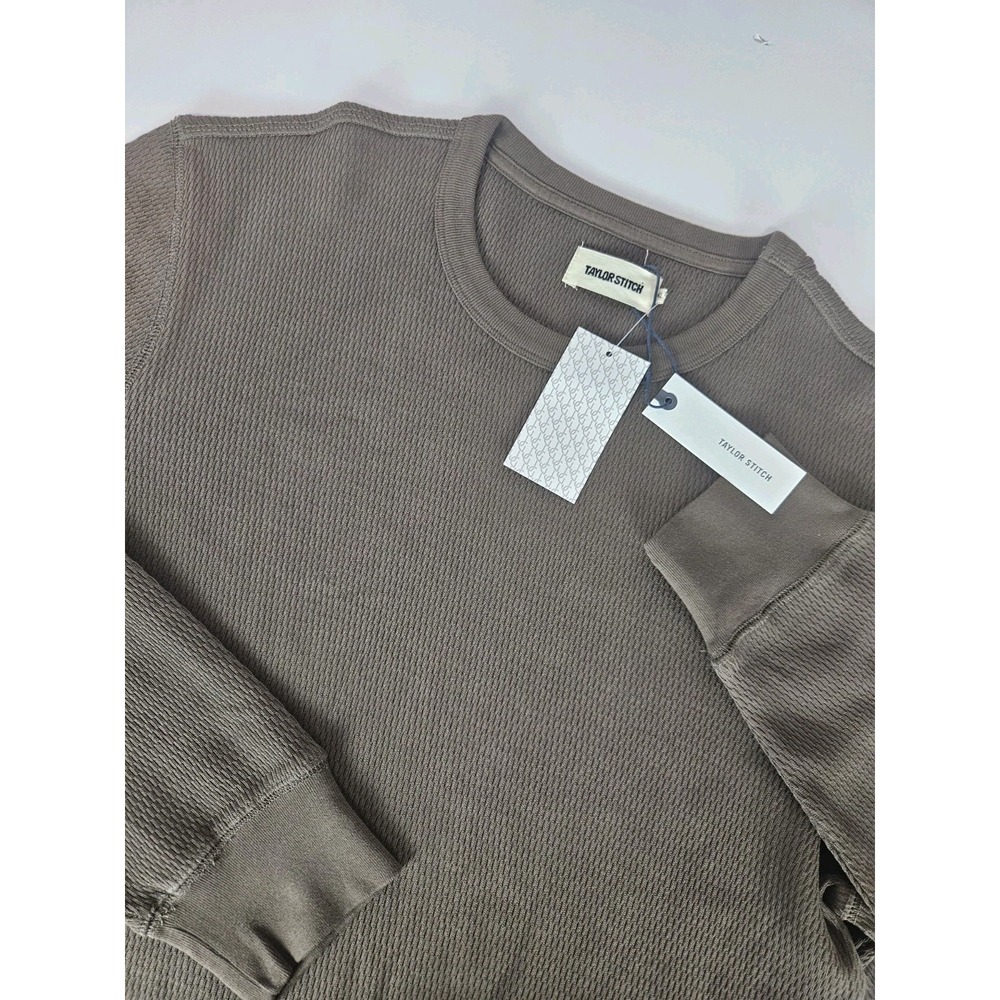 NWT Taylor Stitch Men's Organic Cotton Waffle Knit Long Sleeve Shirt Olive Sz 42